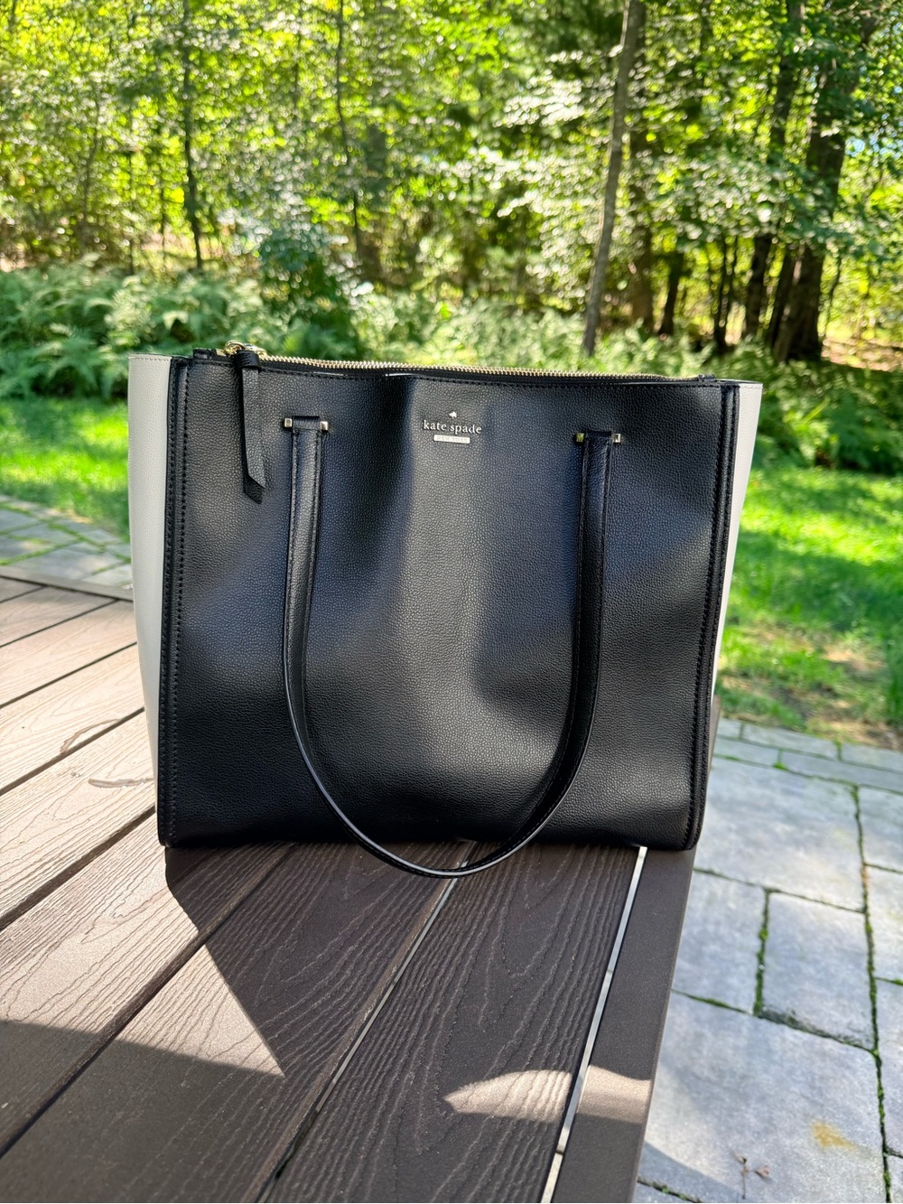 Kate Spade Cedar Street Harmony Black White Leather Tote Bag
